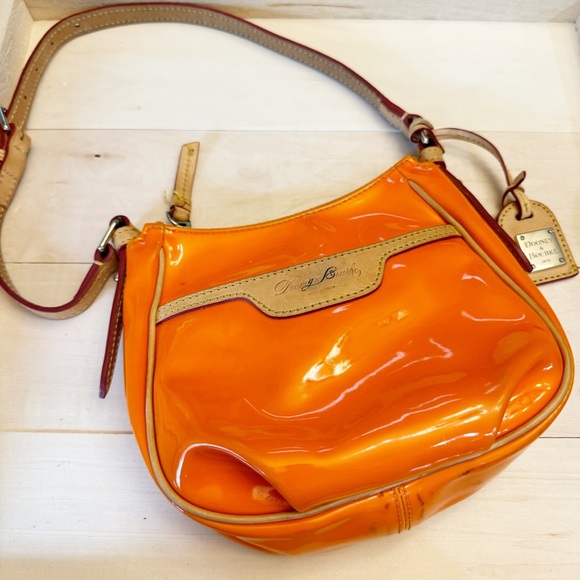Dooney & Bourke Handbags - Dooney & Bourke Red Crossbody Orange Patent Leather Bag